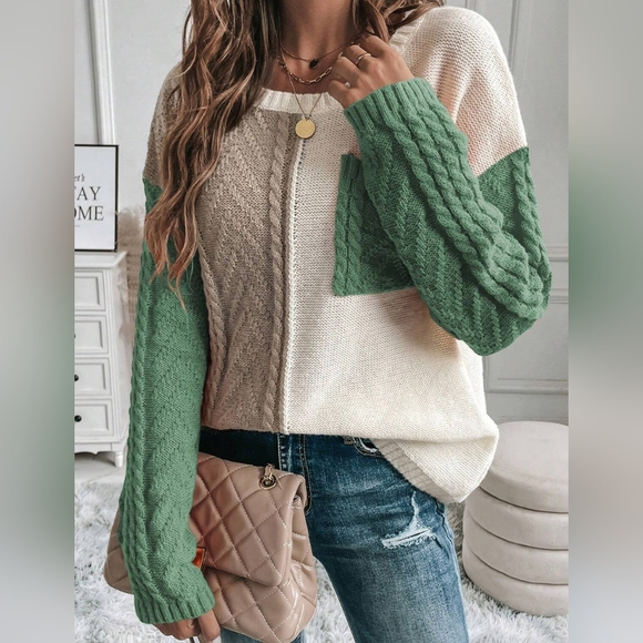 Mariana Blocked Sweater - Green - Picture 12 of 14